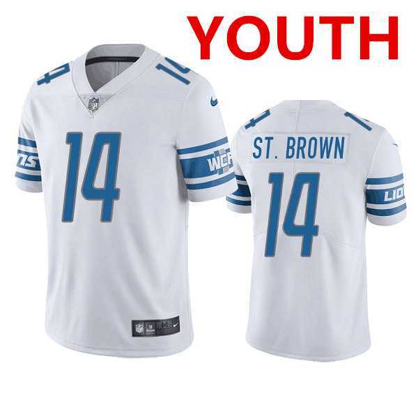 Youth Detroit Lions #14 mon-Ra St. Brown White Vapor Untouchable Limited Stitched Jersey Dzhi,We sell and wholesale Youth Detroit Lions #14 mon-Ra St. Brown White Vapor Untouchable Limited Stitched Jersey Dzhi on line form chian!